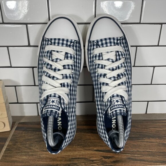 Converse CTAS Lift OX Womens Sz 8 Shoes Obsidian White Gingham Platform Sneaker - Picture 7 of 13